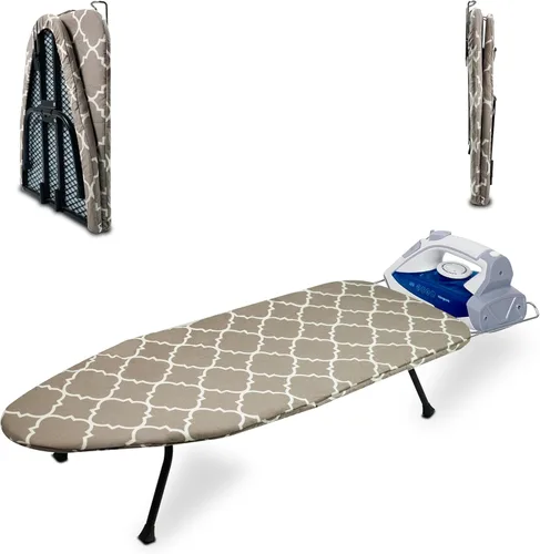 Vista 12 de Tabla de planchar de mesa con panel de malla metálica, tabla de hierro plegable, tabla de hierro pequeña resistente con cubierta resistente al calor