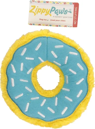 Vista 4 de ZippyPaws - Mini Donutz - Juguete de peluche chirriante sin relleno para perros - Arándano Azul (Arándano)