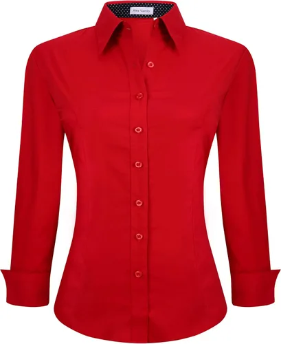Vista 7 de Alex Vando Camisas de vestir para mujer, sin arrugas, ajuste regular, manga larga, elástica, camisa de trabajo