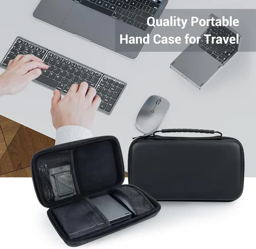 Vista 7 de Teclado y mouse plegables para computadora portátil, teclado plegable Bluetooth de viaje con funda portátil, teclado recargable para negocios, 2.4G