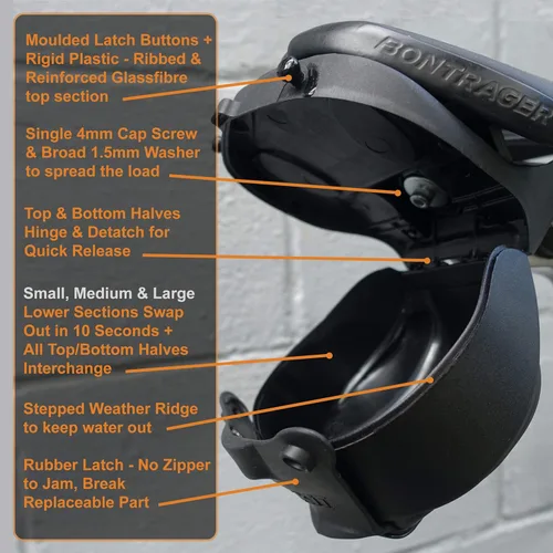 Vista 6 de Aeroclam P1 - Bolsa de sillín para bicicleta, compacta, pequeña debajo del asiento, carcasa dura, impermeable, aerodinámica, para bicicleta