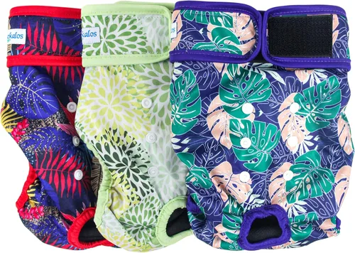 Vista 16 de Leekalos Pañales reutilizables lavables para perras, pañales para perras, altamente absorbentes, pañales ajustables para cachorros, pañales