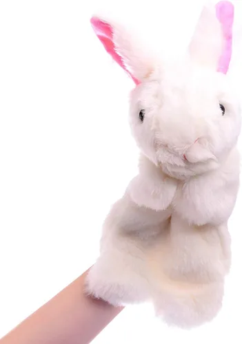 Vista 2 de Juguetes de peluche de conejo de mano para imaginativo juego de simulación narración de cuentos blanco