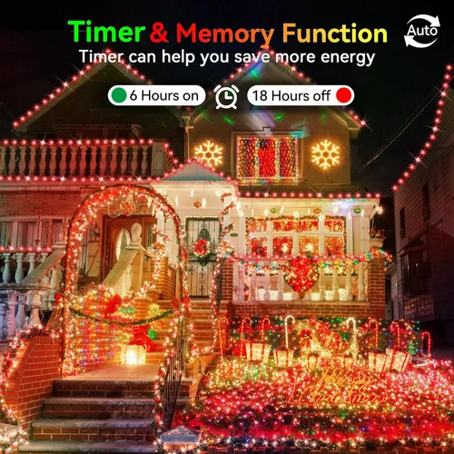 Vista 3 de Hezbjiti Luces de Cadena Navideñas LED de 1000 LED 403 Pies para Exteriores, 8 Modos de Iluminación IP44 Luces de Hadas Impermeables