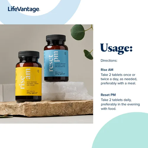 Vista 6 de LifeVantage Rise AM & Reset PM System - Combinación de Rise AM y Reset PM System, un suplemento multivitamínico para hombres y mujeres que