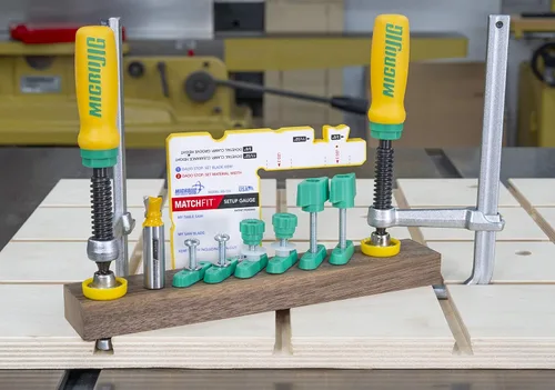 Vista 2 de MICROJIG Matchfit DVC-1177K2 Abrazadera de cola de milano Pro, verde/amarillo/plateado