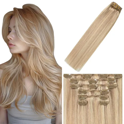 Vista 46 de WindTouch - Extensiones de cabello humano liso con pinzas, color negro azabache, 2.47 onzas, N.° 1, 12 pulgadas, 7