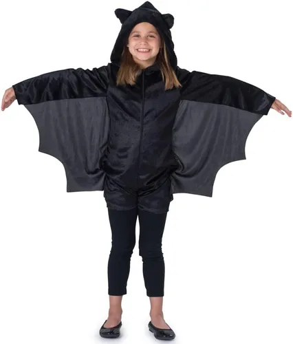 Dress-Up-America - Disfraz de murciélago para niños, disfraz de murciélago vampiro para niñas, overol de murciélago negro con alas