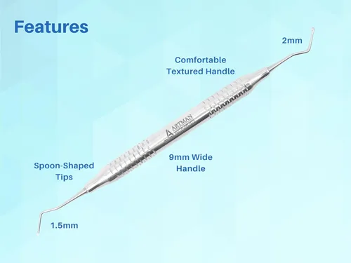 Vista 5 de ARTMAN INSTRUMENTS Juego de 3 excavadoras dentales – Excavadoras de cuchara de doble extremo de 0.059 in y 0.079 in con mango antideslizante