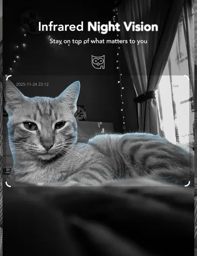 Vista 5 de GNCC Cámara de seguridad interior 2K para el hogar, cámara para mascotas con WiFi de doble banda, mini cámara para perros con aplicación