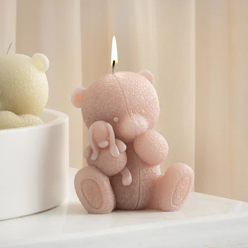 Vista 3 de Suture Bear Doll Bear Candle Animal Resina Casting Making Moldes Molde de silicona para velas Decoración del hogar Fabricación de velas Molde