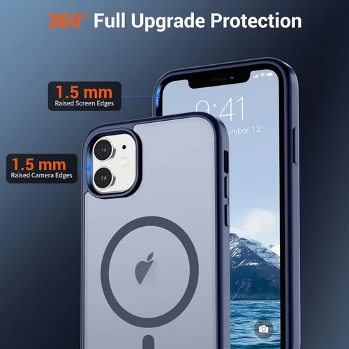 Vista 39 de SUPFINE - Funda magnética para iPhone 13 Pro Max (compatible con MagSafe), (protección contra caídas de grado militar de 10 pies), delgada, Negro