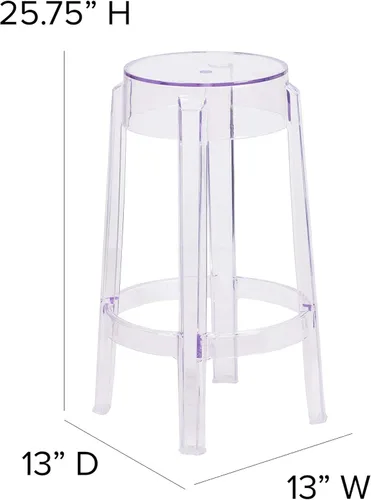 Vista 3 de Flash Furniture Taburete Laney de altura de mostrador transparente de 25.75 pulgadas