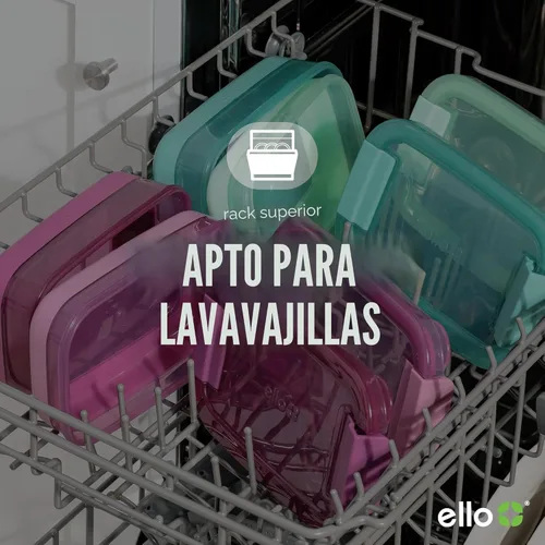 Vista 5 de Ello Juego de 2 contenedores de almacenamiento de alimentos de plástico para lonchera, tipo Bento, con tapas de plástico herméticas, a prueba