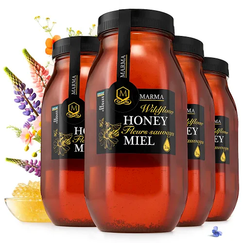 Vista 9 de HONIGMA® Miel de Acacia Marma Miel Cruda Auténtica de Ucrania 100% Pura y Sin Pasteurizar 1000g/35.2oz Puede Llegar Parcialmente