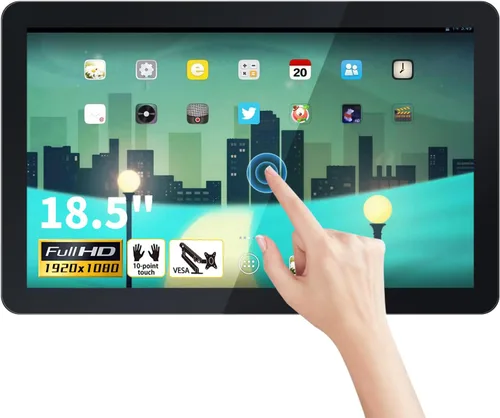 Tableta con monitor de pantalla táctil Android 12 de 18.5 pulgadas, FHD 16:9 1080P, WiFi y BT, altavoces integrados, RK3588 4GB RAM y 64GB ROM,