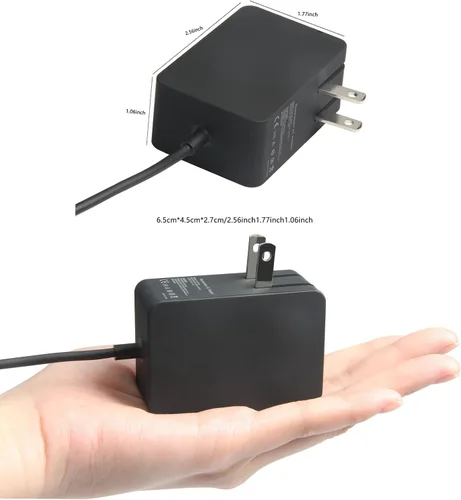 Vista 3 de Reemplazo Surface 3 Cargador 13W 5.2V 2.5A Adaptador de Alimentación de CA Cable de Cargador para Microsoft Surface 3, Modelo 1623 1624 1645 Tablet