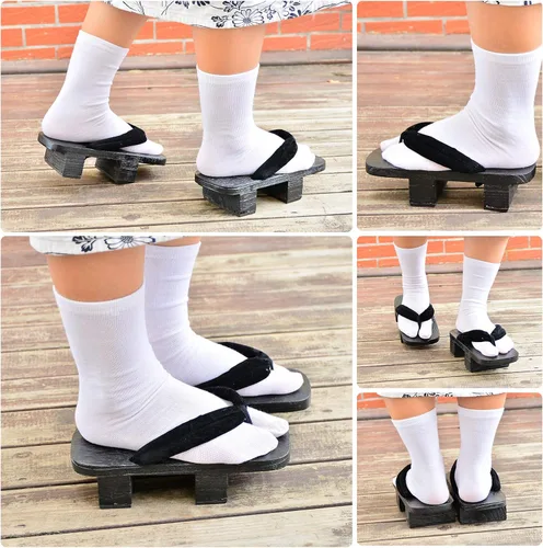 Vista 7 de Japanese Wooden Clogs with Tabi Socks For Men Women