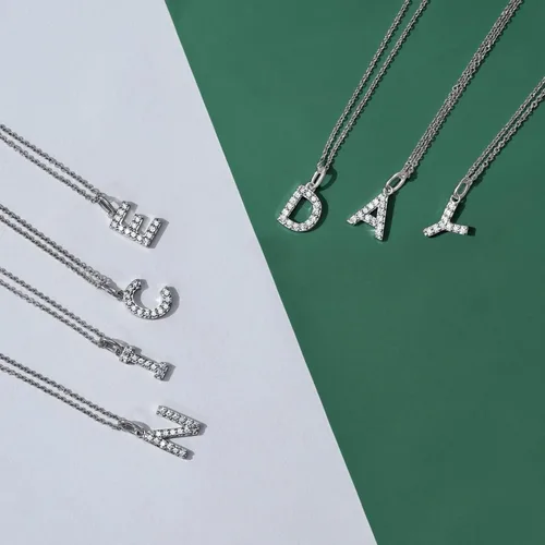 Vista 3 de Tienda Collection Platinum Plated Sterling Silver Infinite Elements Cubic Zirconia Initial Pendant Necklace