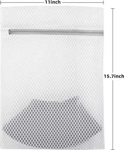 Vista 2 de Bolsas de lavandería 4 piezas de malla de 12 x 16 pulgadas, bolsas duraderas de malla con cremallera para ropa delicada y viajes
