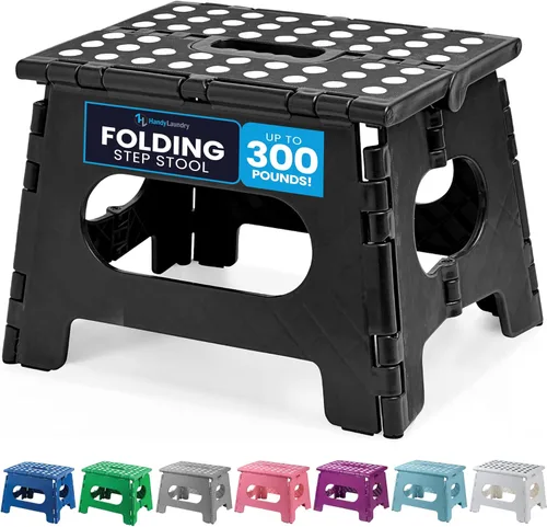 Handy Laundry Taburete plegable de paso - Taburete plegable lo suficientemente resistente para apoyar a adultos y lo suficientemente seguro para