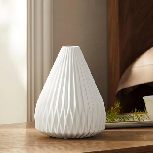 Vista 4 de RONDURE Lámpara de mesa moderna de cerámica de 9.1 pulgadas, totalmente regulable, moderna lámpara de noche para dormitorio, sala de estar y mesita