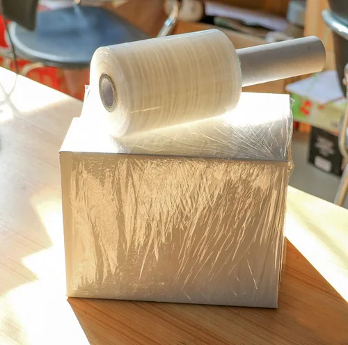 Vista 4 de BOMEI PACK Paquete de 2 mini rollos de envoltura elástica industrial transparente con asa, 5 pulgadas, 1000 pies, calibre 80 para servicio pesado