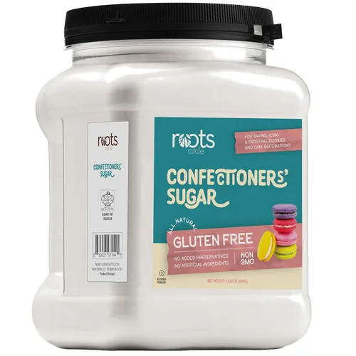 Roots Circle Azúcar de confitería | Azúcar en polvo sin OMG y sin gluten | Vegano y Kosher para Pascua | Ideal para glaseados, fudge, betún y