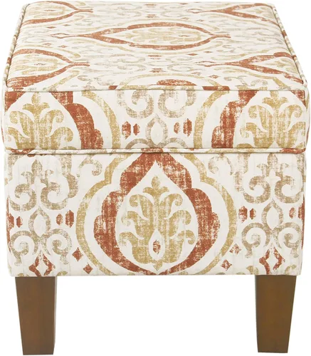 Vista 34 de Spatial Order Decoración del hogar Otomana tapizada mediana rectangular de almacenamiento Otomana con tapa con bisagras con almacenamiento