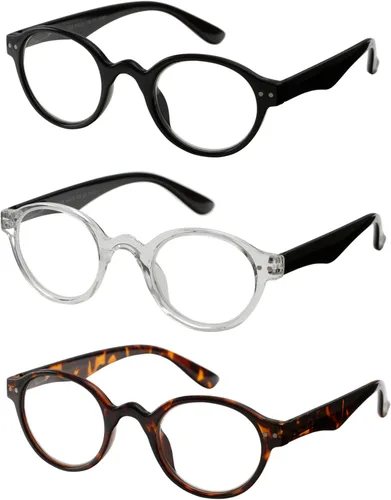 Success Eyewear Reading Glasses 3 Pair Spring Hinge Professor Readers for Men and Women Fashion Glasses for Reading