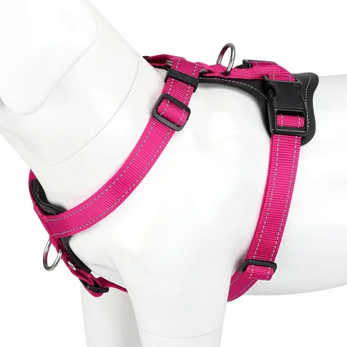 Vista 16 de Plutus Pet Adjustable No Pull Dog Harness with Leather Accents, Heavy Duty Reflective Nylon Vest for Training, Hiking, Easy Walk Harness for Small