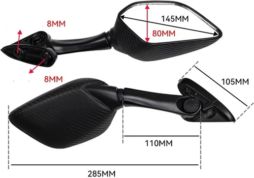 Vista 5 de Para Yamaha espejo lateral de motocicleta para Xmax 300 400 125 250 2017 2018 2019 negro plástico espejo retrovisor Accesorios