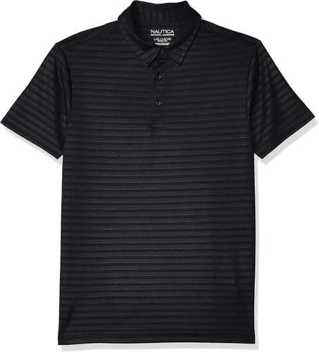 Nautica Polo de manga corta para niños, cierre de botón y rayas en relieve, tela transpirable de alto rendimiento