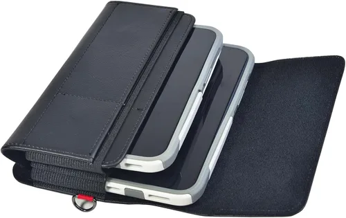 Vista 5 de Funda de cuero para 2 fundas para teléfono celular con clip para cinturón para iPhone 16pro Max, 16 Plus, 15Pro Max, 15Plus, 14Pro Max, 14Plus