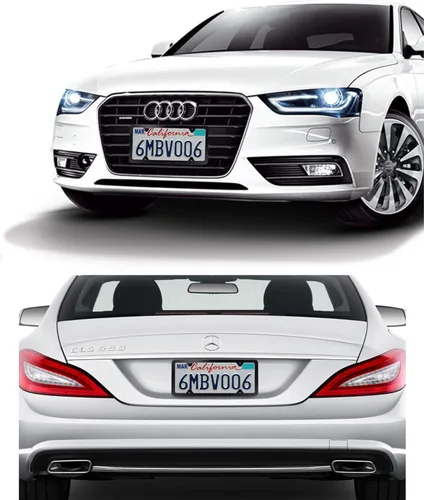 Vista 6 de Indeed BUY License Plate Frames Black, 2 Pcs 4 Holes Car Licenses Plate Covers Stainless Steel Holders Frame for Plates with Screw Caps.