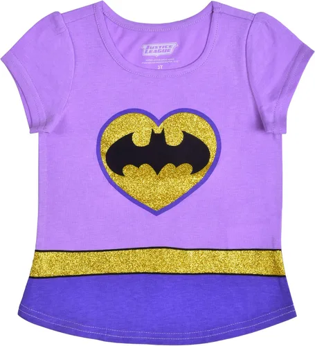 Vista 4 de DC Comics Justice League Girls T-Shirt 4 Pack for Toddler GreyPurpleRedBlue