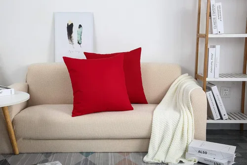 Vista 6 de TangDepot - Funda de almohada hecha a mano 100% lona de algodón, Algodón, Rojo (Christmas Red)