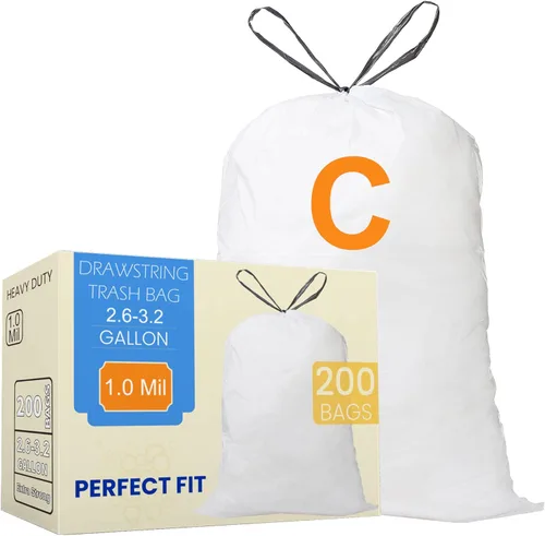 Vista 18 de Code C - 100 bolsas de basura resistentes con cordón de 2.6 a 3.2 galones, compatibles con simplehuman Code C, bolsas de basura de 2.6 a 3.2