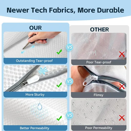 Vista 4 de 4 bolsas de malla de panal para ropa delicada con cremallera, bolsas de lavado de ropa para ropa interior, lencería, brasier, blusa, medias