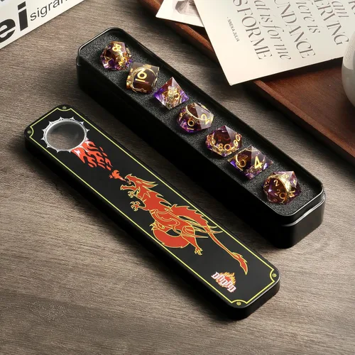 Vista 18 de DNDND Dados de Resina Ojo DND de Borde Afilado Dado de D&D con Estuche de Regalo para Juego de Dungeons and Dragons (Ojo de Dragón Verde)