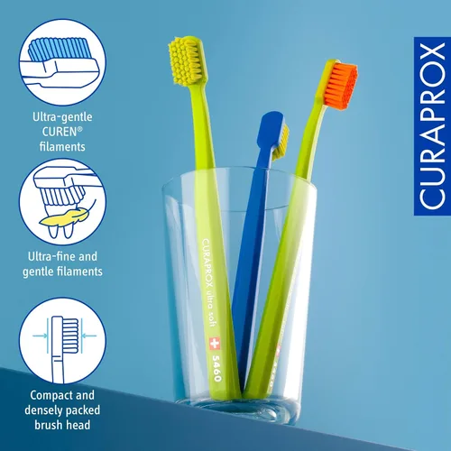 Vista 3 de Curaprox 5460 cepillo de dientes ultrasuave, paquete de tres