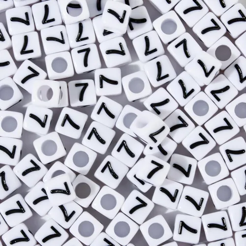 Vista 22 de 1400 cuentas redondas blancas para pulseras, cuentas de símbolos matemáticos digitales del 0-9, juego de cuentas acrílicas de número de teléfono