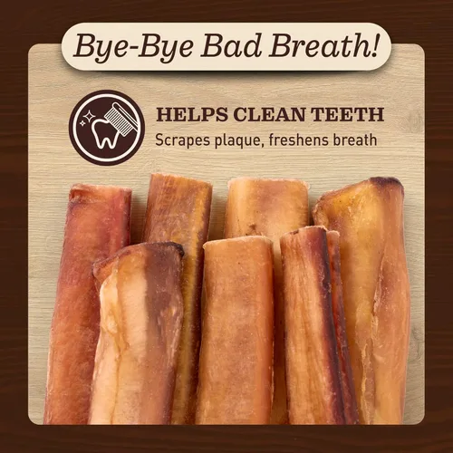 Vista 3 de Palitos masticables extra gruesos y libres de olor para perros grandes (6", paquete de 10) – Bocadillos para perros duraderos 100% naturales hechos