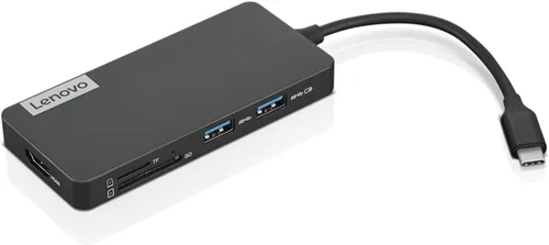 Vista 8 de Lenovo USB-C 4 en 1 Hub de Viaje con Cable Integrado, 1x HDMI 4K @ 60Hz, 2X USB-A 3.2, 1x Combo 3.5mm, Gris Luna – Portátil, Compacto, Conectividad