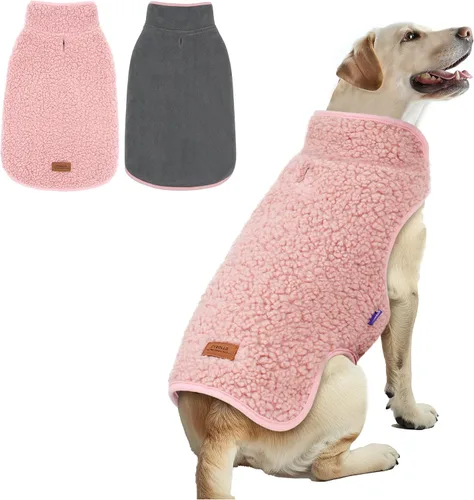 Vista 21 de cyeollo Abrigo de invierno para perro, chaqueta reversible para perro, cuello alto, suéter cálido de forro polar, sherpa para perros, chaleco