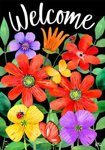 Vista 14 de Briarwood Lane Bandera de jardín de primavera Bridge in Bloom