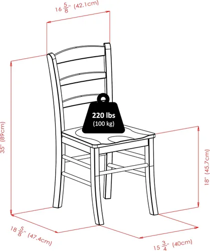 Vista 3 de Winsome Benjamin sillas de madera con listones en respaldo, acabado en roble claro, juego de 2