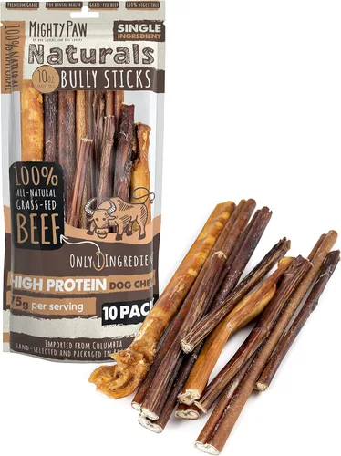 Vista 11 de Mighty Paw Naturals - Palitos masticables rizados para perros – Masticables de carne de res alimentada con pasto. Palitos para perros grandes, razas
