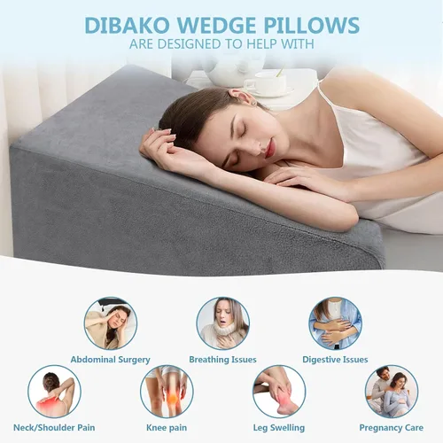 Vista 3 de Almohada de cuña de cama, almohada triangular de 12 pulgadas para dormir después de una cirugía, reflujo ácido, ronquidos, cuña elevada para cabeza