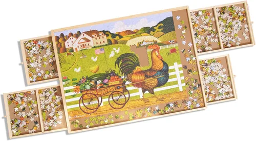 Vista 8 de Buffalo Games - Mesa de rompecabezas - Tamaño jumbo para rompecabezas estándar de 2000 piezas - Área de trabajo de 40 x 31 pulgadas - Cajones